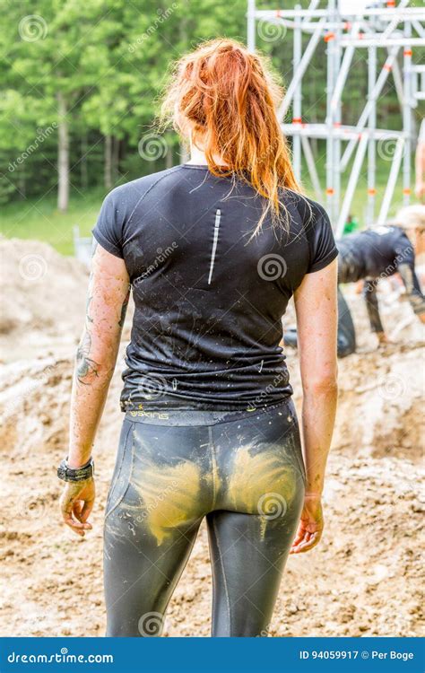 Back Of Muddy Dirty Woman Editorial Photography Image Of Athlete