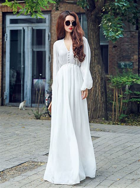 gorgeous white long bohemian chiffon dress on luulla