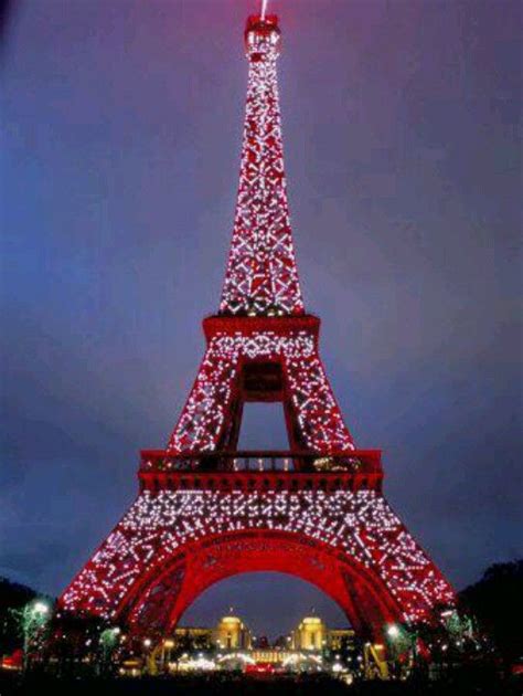 La Torre De Rojo Эйфелева башня Ночной париж Фотография парижа