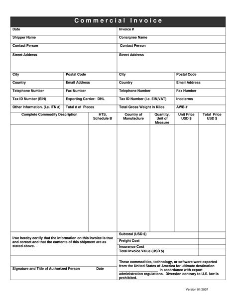 Trading Commercial Invoice Templates At