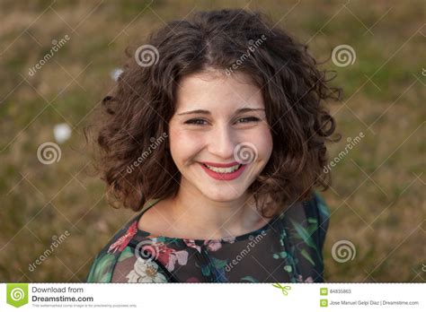Portrait Of A Beautiful Girl With Curly Hair Stock Image Image Of