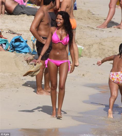 Celebrity Bikini Michelle Keegan Showed Off Her Slim Body As She Enjoys A Dip On A Majorca Beach