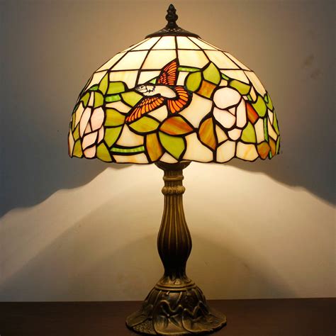 tiffany style table reading lamp light 18 inch tall hummingbird glass shade e26 check out the