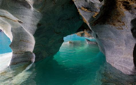 Nature Landscape Cave Chile Lake Turquoise Water Cathedral Erosion Wallpapers Hd