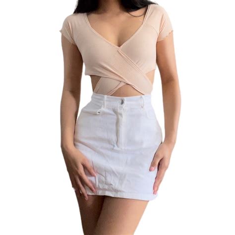 SALE Criss Cross Nude Top On Carousell