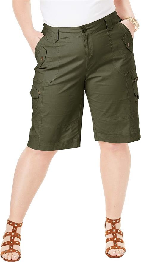 Roamans Womens Plus Size Cargo Shorts Plus Size Clothing Shoes And Jewelry