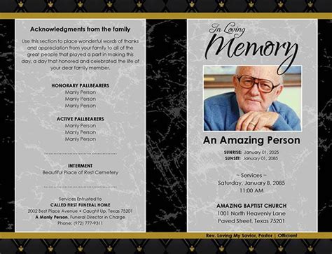 funeral program templates  word excel  psd format