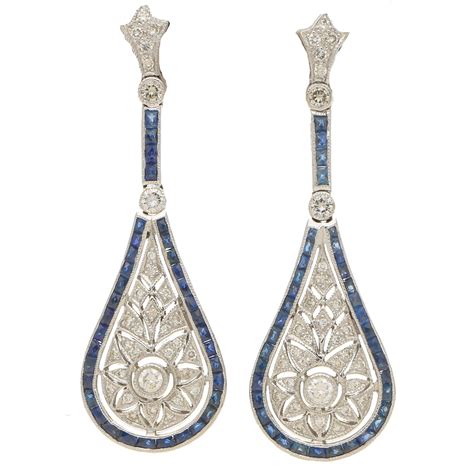 Sapphire Diamond Art Deco Style Drop Earrings At Susannah Lovis Jewellers