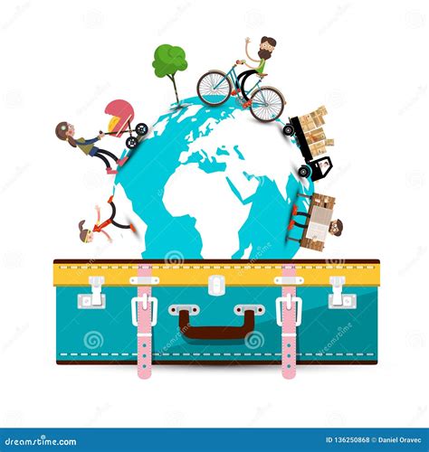 Travelling Around The World Vector Travel Concept With Suitcase Stock