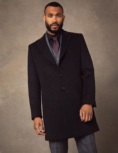 Mens Black Wool Overcoat Hawes And Curtis