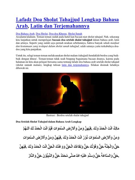 Lafadz arab bacaan doa sholat tahajud dan artinya serta dalam bahasa latin. Doa Sholat Tahajud Latin Dan Terjemahannya - Ngaji Bareng