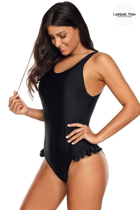 Swim Trends Spice Up Your Classic Swimsuit As You Opt To This Super Pretty Black Ruffle Low