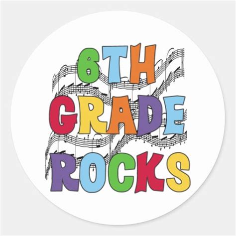 Multicolor 6th Grade Rocks Classic Round Sticker Zazzle