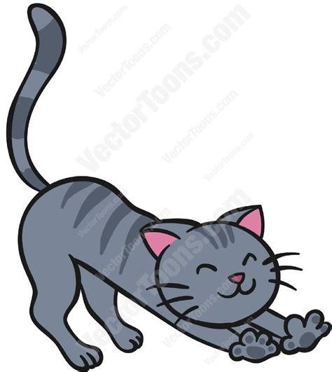 Grey Cat Stretching | Cat cartoon images, Cat stretching, Grey cats