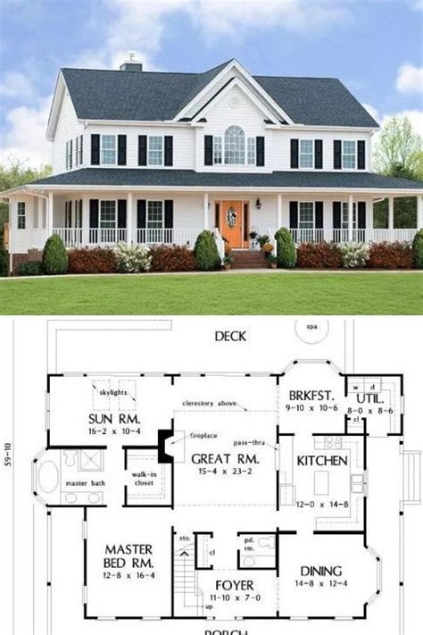 Two Story House Plans With Front Porch And Second Floor