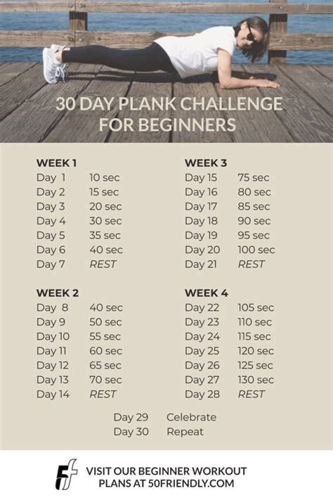 30 Day Plank Challenge Printable Pdf