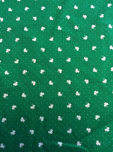 Shamrock Fabric 45 By Yard Green White Cotton Poly St Patrick Irish