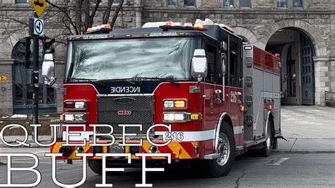 montreal fire department sim pumper 216 and ladder 416 responding from station 16 to a fire call