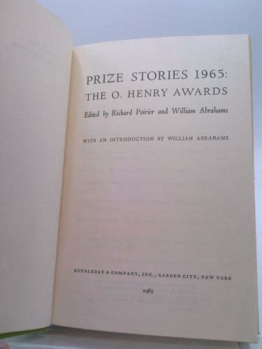 Prize Stories Ohenry Award 1965 By Poirier Richard William Abrahams