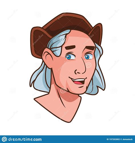 Christopher Columbus With Hat Head Character Stock Vector