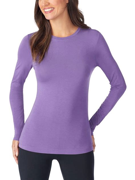 Cuddl Duds Womens Softwear With Stretch Long Sleeve Crew Plus Size Dusty Purple 2x