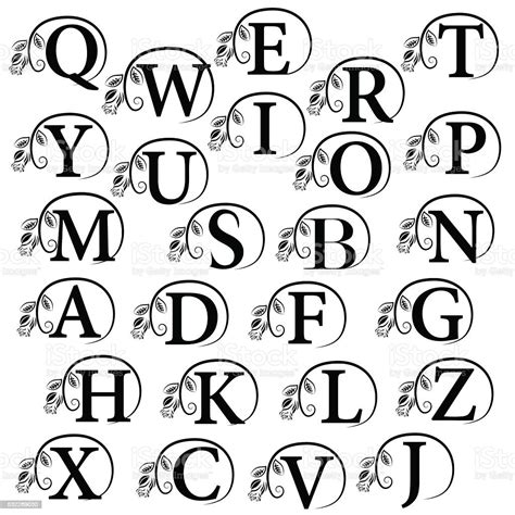 Vintage Alphabet Design Element Emblem Letters With Rose Vector