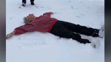 Video 77 Year Old Oklahoma Grandmother Makes Snow Angel With Help From