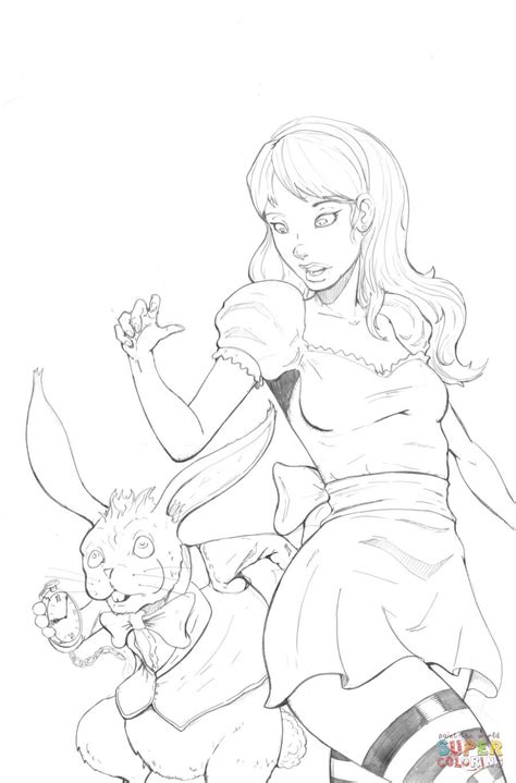 Alice In Wonderland Pin Up Style Coloring Page Free