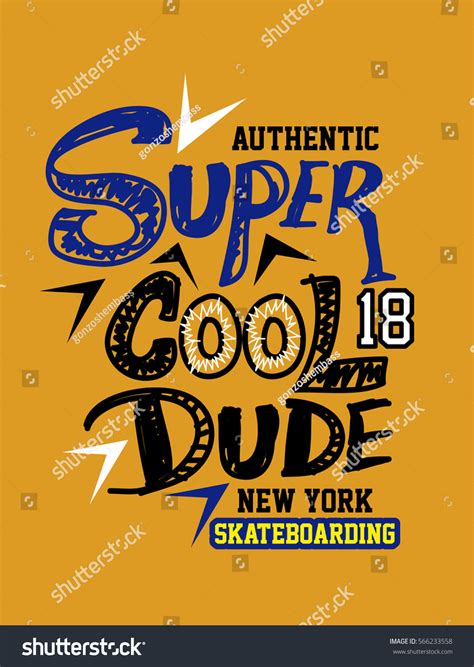 Super Cool Dude New York Skateboardingtshirt Stock Vector Royalty Free