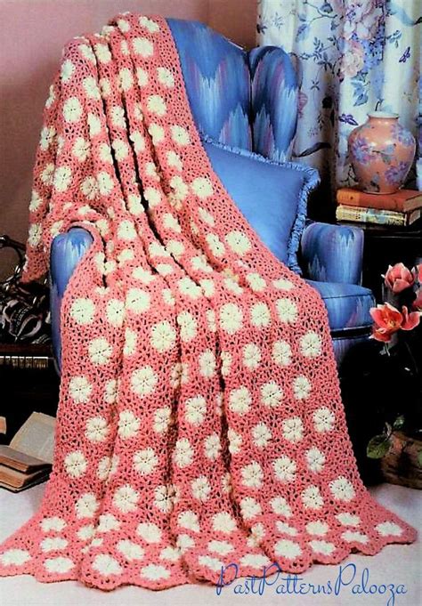 Vintage Crochet Pattern Pretty Petals Lacy Flower Afghan Pdf Etsy