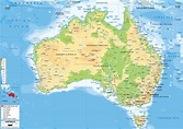 Large size Physical Map of Australia - Worldometer
