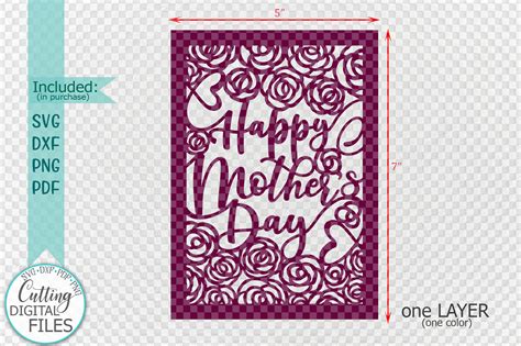 Happy Mother Day Card Papercut Laser Cut Template Svg Dxf By Kartcreation Thehungryjpeg