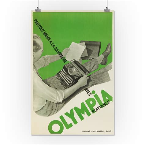 Olympia Typewriter Vintage Poster Artist Bernard F France C 1936 16x24 Giclee Gallery