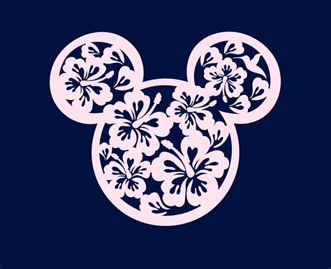 Mickey Head Flowers Svg For T Shirts Disney Floral Svg Cut Etsy