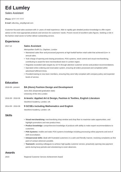 Summary Statement Resume Example Retail Resume Example Gallery