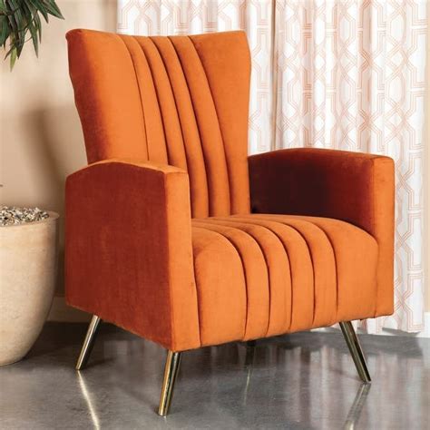 Modern Design Rust Orange Living Room Accent Chair With Vertical