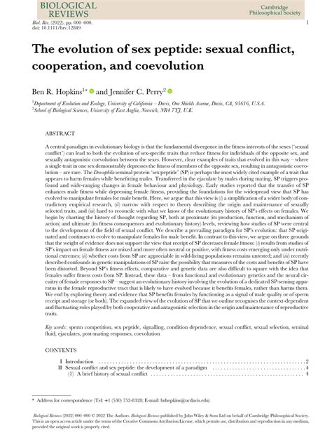 Pdf The Evolution Of Sex Peptide Sexual Conflict Cooperation And Coevolution