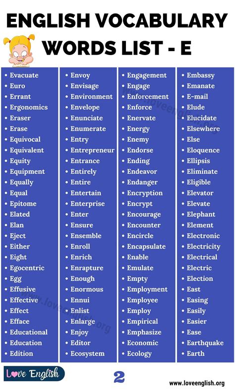 Words That Start With E List Of 275 Words Starting With The Letter E