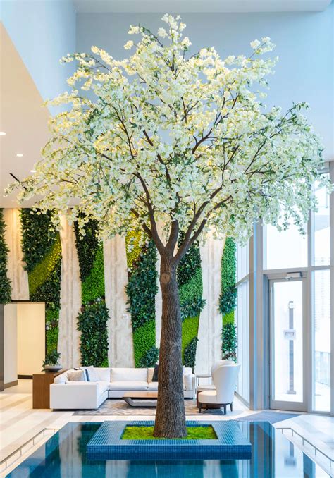 Cherry Blossom Tree And Vertical Garden At Paramount Miami