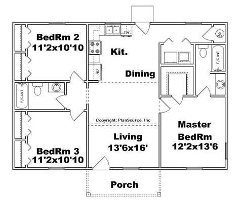 Taking a closer look at this small house plan, a small porch area is provided before entering the living room. Awesome 3 Bedroom House Plans No Garage - New Home Plans ...
