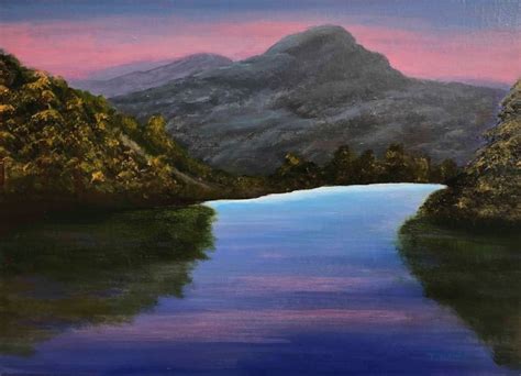 Lake Mountain 11x14 Acrylic Canvas Painting Is The Second Painting In