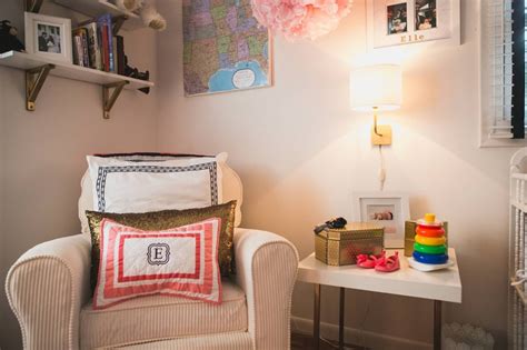 Wanted the nursery to be cozy and fresh, cute but easy for the baby to grow in. Coral, Navy and Gold Girls Nursery - Project Nursery