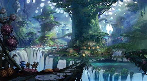 2k Free Download Fantasy Place Art Fantasy Trees Waterfalls Hd