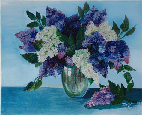 Acrylic Painting Canvas Art Flower Lilac Wall Home Decorations
