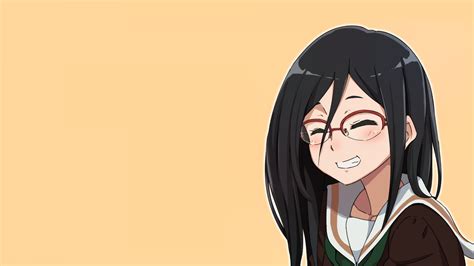 Wallpaper Illustration Simple Background Closed Eyes Anime Girls Glasses Smiling Cartoon