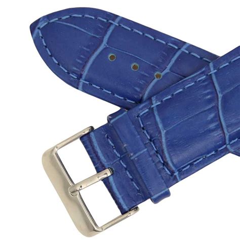 24mm Dark Blue Leather Extra Wide Watch Band