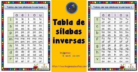 Tabla de sílabas inversas Imagenes Educativas Silabas inversas Silabas Palabras inversas