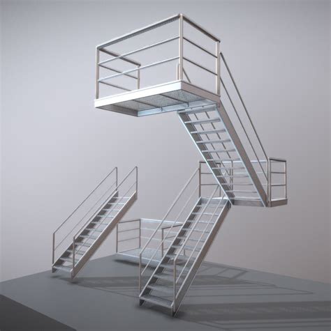 Modular Industrial Staircase High Poly Version Cgtrader