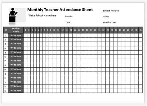 11 Free Teacher Attendance Sheet Templates Microsoft Word Templates