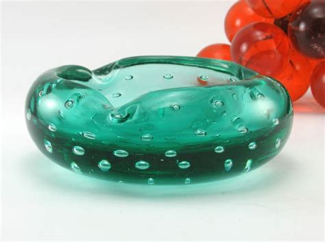 Big Bubble Ashtray Blenko Art Glass Sea Green Early 1960’s Big Big Bubbles Bubbles
